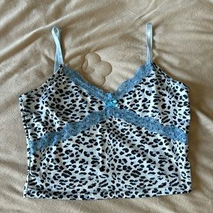 SHEIN small blue and black leopard print tank top!